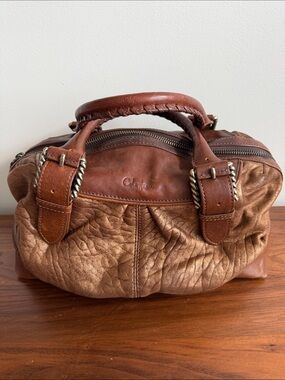 Cole Haan Cognac Brown Leather Satchel with Braided Handles